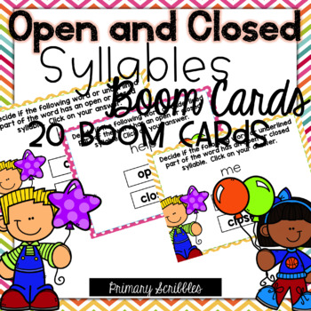 Preview of Open and Closed Syllables Digital BOOM Task Cards