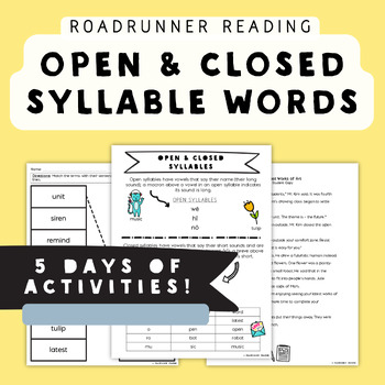 Preview of Open and Closed Syllables Fluency Passage Reading & Spelling Activities