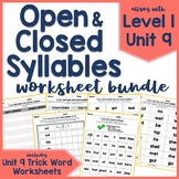 Open and Closed Syllables Phonics Worksheets, Level 1, Uni