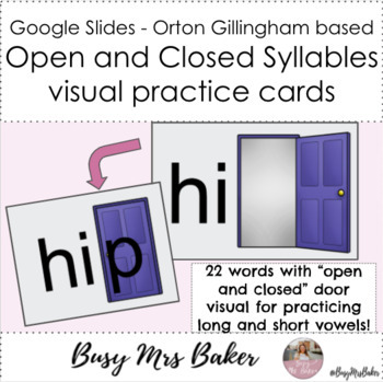 Preview of Open and Closed Syllables Visual Cards - Orton Gillingham - Google Drive