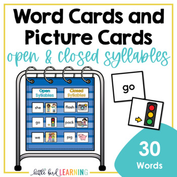 Preview of Open and Closed Syllables - Word Cards and Picture Cards Set