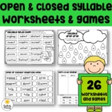Open and Closed Syllables Worksheets, Games, Activities