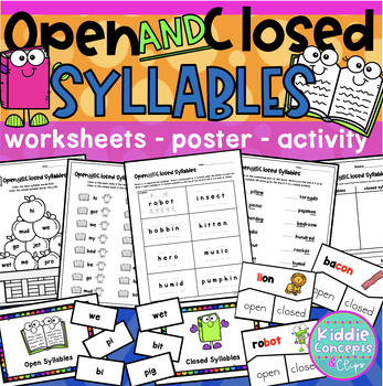 Open and Closed Syllables Worksheets, Poster, and Activity - OG | TpT