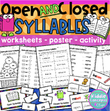 Open and Closed Syllables Worksheets, Sorting, Poster - OG