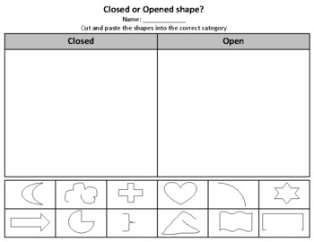 Open And Closed Shapes Chart