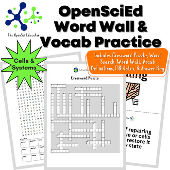 Preview of OpenSciEd Cells and Systems Word Wall & Vocabulary Activities - Absent Work