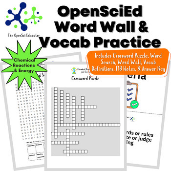 Preview of OpenSciEd Chemical Reactions & Energy Word Wall & Vocab Activities - Absent Work