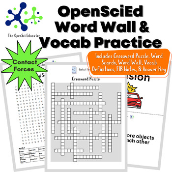 Preview of OpenSciEd Contact Forces Word Wall & Vocabulary Activities - Absent Work