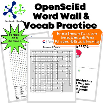 Preview of OpenSciEd Forces at a Distance Word Wall & Vocabulary Activities - Absent Work