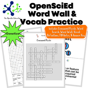 Preview of OpenSciEd Genetics Word Wall & Vocabulary Activities - Absent Work