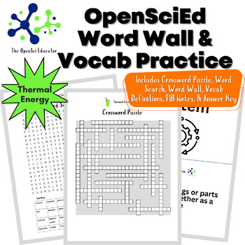 Preview of OpenSciEd Thermal Energy Word Wall & Vocabulary Activities - Absent Work