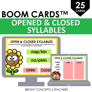 Preview of Opened and Closed Syllables BOOM CARDS / Digital Task Cards