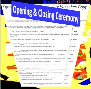 Preview of Opening & Closing Ceremony    {Matching Activity)