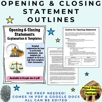 Preview of Opening & Closing Statements (arguments) Explanation & Templates