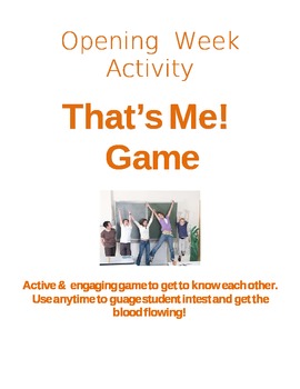 Preview of Opening Day Activity - That's Me! Game
