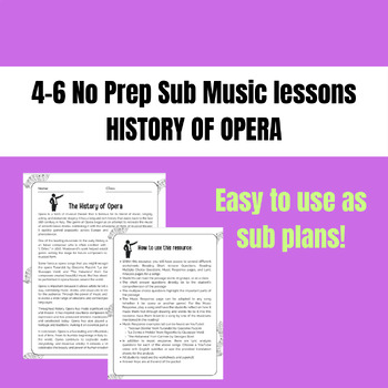 Preview of Opera Music Genre No prep elementary music sub plans