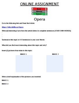 Preview of Opera Online Assignment (MUSIC)