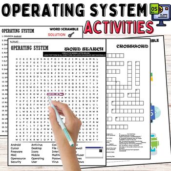 Preview of Operating System Vocabulary Fun Worksheets,Puzzles,Wordsearch & Crosswords