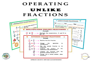 Preview of Operating with Unlike Fractions|Add Subtract Multiply Divide Fractions