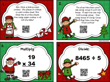 Operation Christmas - Multiplying and Dividing Whole Numbers with QR Codes