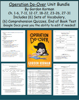 Preview of Operation Do-Over by Gordon Korman - Unit Bundle - Google Doc