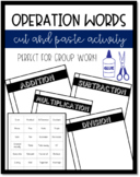 Operation Key Word Cut and Paste Activity (Add, Subtract, 