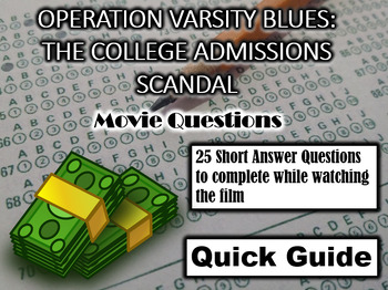Preview of Operation Varsity Blues - 25 Movie Questions with Answer Key (Quick Guide)