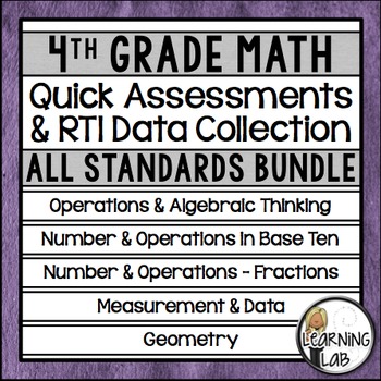 Preview of 4th Grade Quick Assessments and RTI Data Collection - All Standards BUNDLE