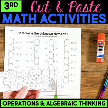 Preview of Operations & Algebraic Thinking Test Prep 3rd Grade Cut & Paste Math Activities