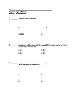 Preview of Operations & Linear Equations Review