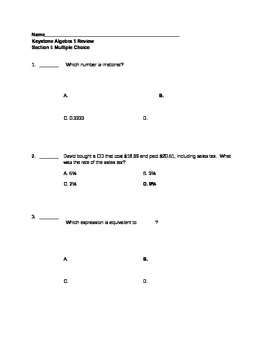 Preview of Operations & Linear Equations Review Key