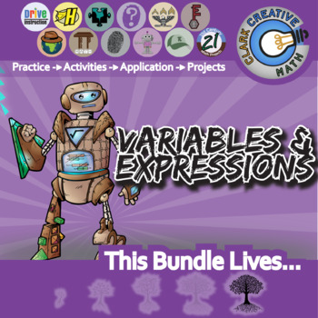 Preview of Variables & Expression Unit Bundle - Pre-Algebra - Distance Learning Compatible