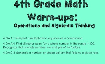 Preview of Pattern and Game Warm-ups: Operations and Algebraic Thinking