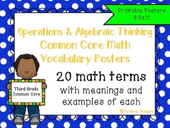 Preview of Operations and Algebraic Thinking Common Core Math Vocabulary Posters- Grade 3