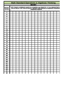 Preview of Operations and Algebraic Thinking Gradebook (Common Core)