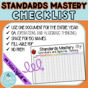 Preview of Operations and Algebraic Thinking Standards Mastery Checklist ***Now digital!***