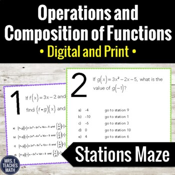 Preview of Operations and Compositions of Functions Activity | Digital and Print