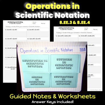 Preview of Operations in Scientific Notation | 8.EE.3 & 8.EE.4  | Guided Notes & Worksheet