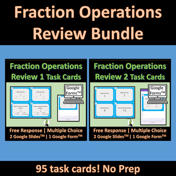 Preview of Operations of Fractions Review Task Card Bundle | Google Forms and Slides