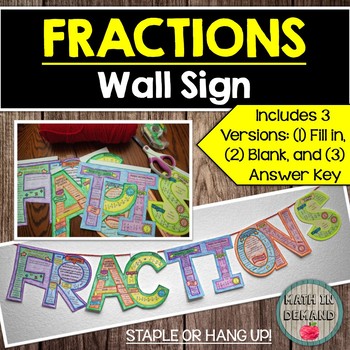 Preview of Operations of Fractions Wall Sign (Great as Math Banner or Bulletin Board)