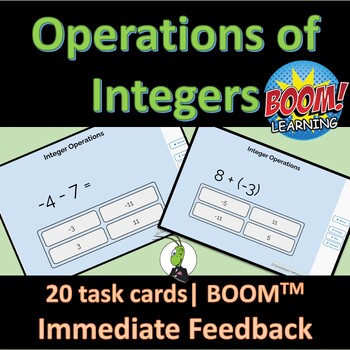 Preview of Operations of Integers Pre Algebra Digital BOOM Task Cards