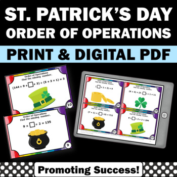 Preview of Operations of Operations Activity Math Task Cards St Patricks Day Game SCOOT
