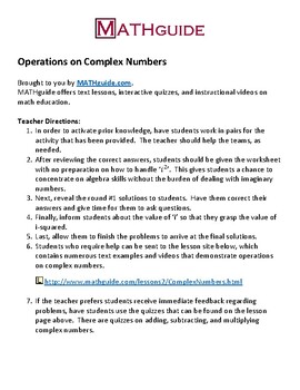 Preview of Operations on Complex Numbers