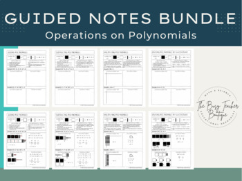 Preview of Operations on Polynomials Guided Notes Bundle
