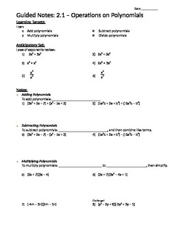 Preview of Operations on Polynomials - Notes