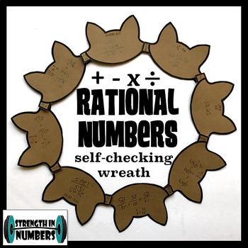Preview of Operations w/ Rational Numbers (negative fractions, decimals) Cat Wreath