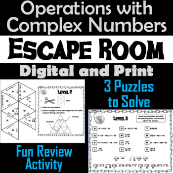 Preview of Operations with Complex Numbers Activity: Algebra Escape Room Math Breakout Game