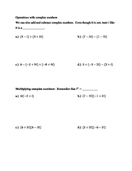 Preview of Operations with Complex Numbers:  Guided Notes, Extra Practice, and Quiz