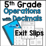 Operations with Decimals 5th Grade Math Exit Slips