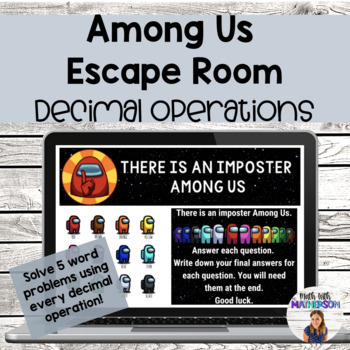 Preview of Operations with Decimals Among Us Digital Escape Room